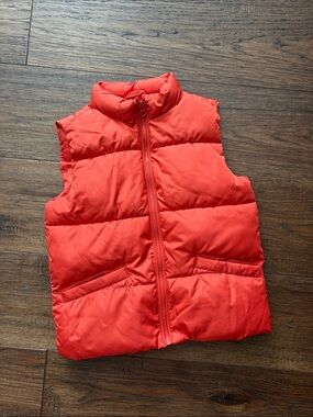 Bright Orange Puffer Vest - Sleeveless Zip Front Size 6-7